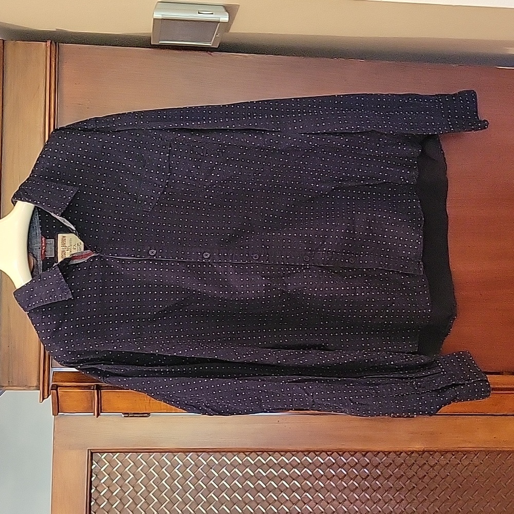 Hudson & Barrow NYC | Men’s Navy Long Sleeve Button Down shirt X pattern - 2X
